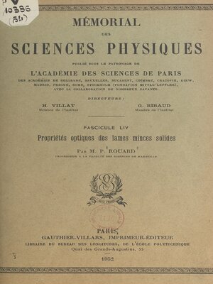 cover image of Propriétés optiques des lames minces solides